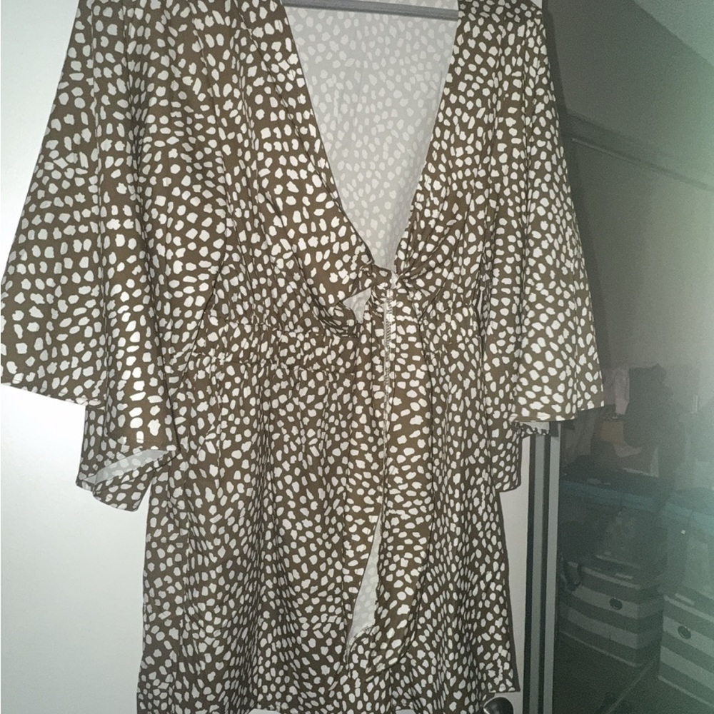 Brown and White Women's Dressy shorts Romper